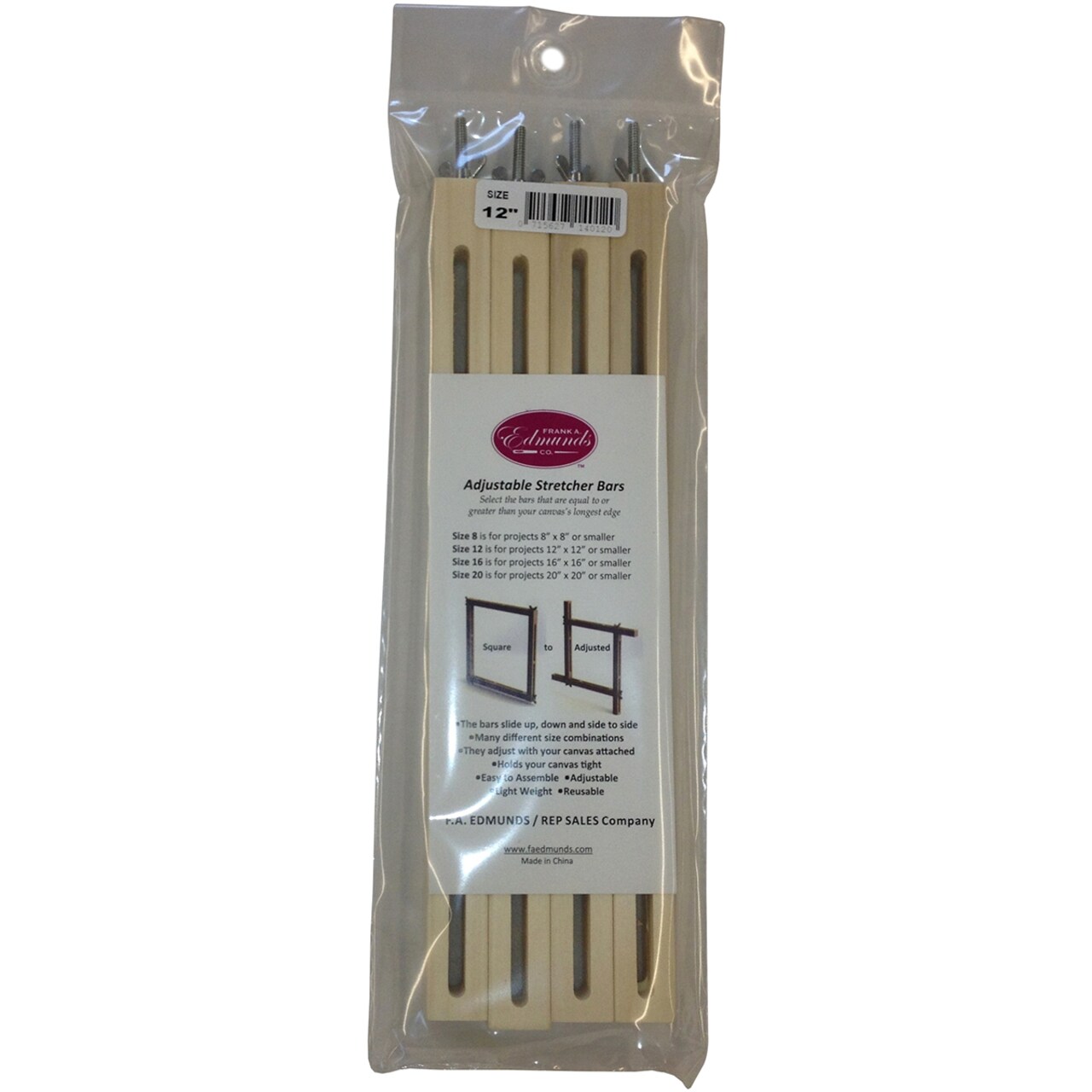 Frank A. Edmunds Adjustable Stretcher Bars-12"X12" 4/Pkg